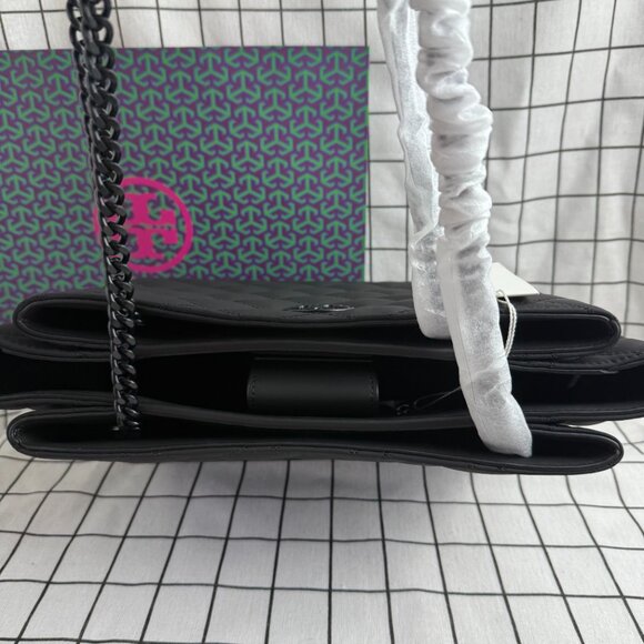 NWT Tory Burch Black Matte Quilted Tote Bag Authentic - Picture 7 of 12